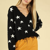 Star Distressed Sweater